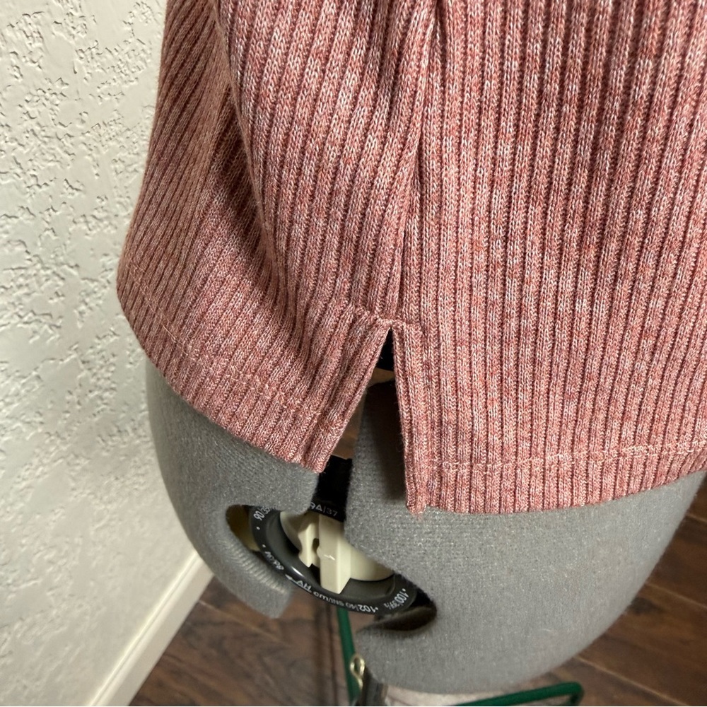 Madewell Ribbed Turtleneck Top Dusty Rose Heather Mock Neck AD107 Womens Small - Picture 5 of 8